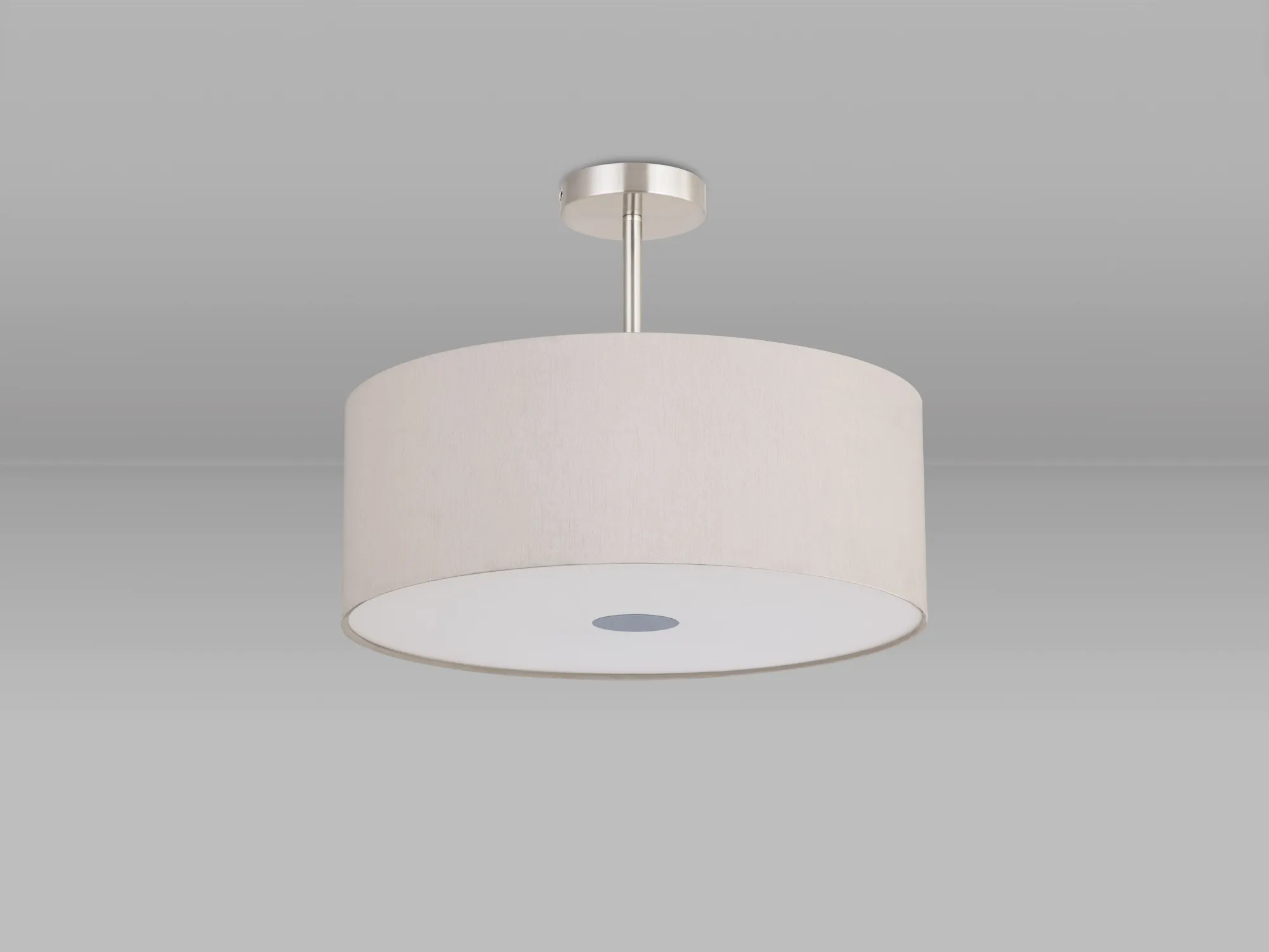 Baymont 50cm Semi Flush 3 Light Satin Nickel, Nude Beige/Moonlight, Frosted Diffuser DK0426  Deco Baymont SN NU